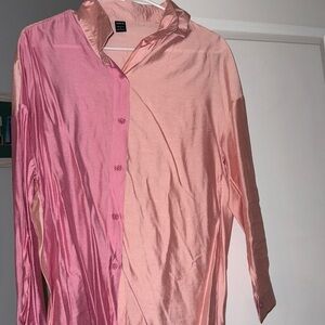 SHEIN Pink and Peach Button Down Shirt